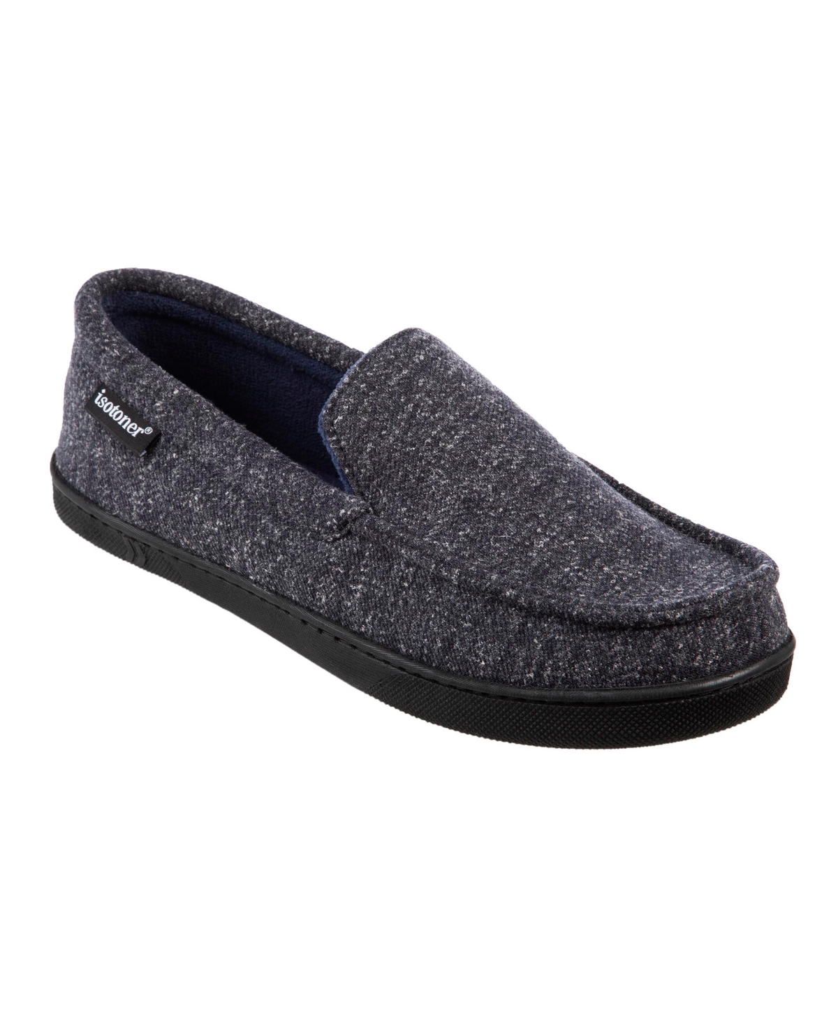 Men's Preston Heather Knit Moccasin Slippers - Navy Blue