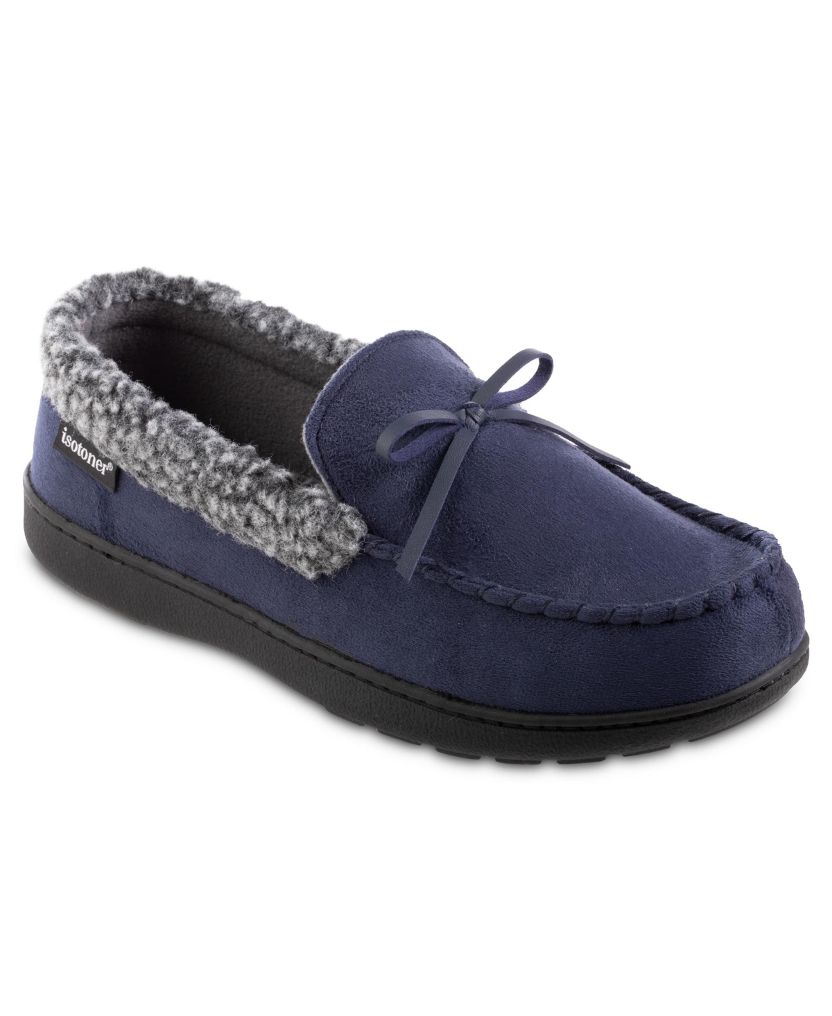 Isotoner Signature Men's Moccasin Slippers In Navy Blue