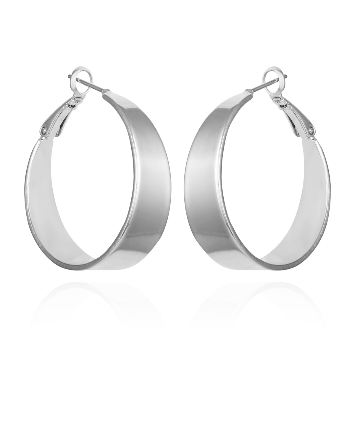 Shop Vince Camuto Silver-tone Band Thick Hoop Earrings