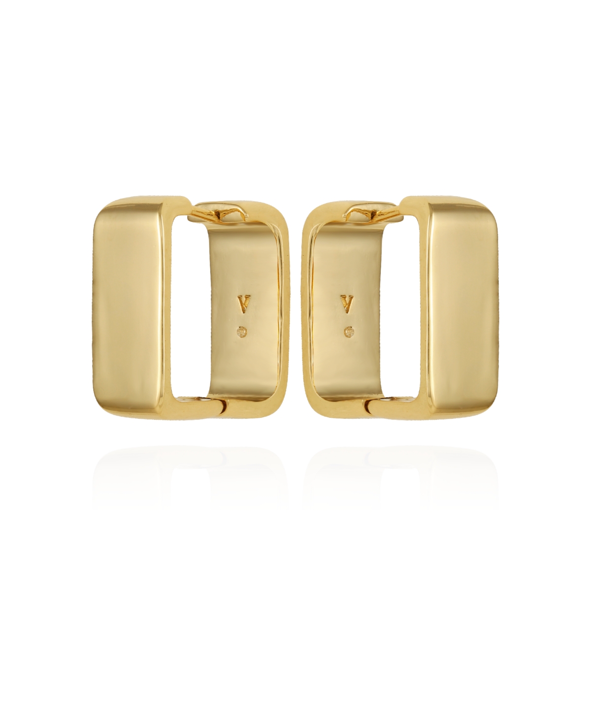 Gold-Tone Brass Rectangle Hoop Earrings - Gold-Tone