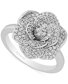Diamond Cinderella 70th Anniversary Gardenia Flower Ring (1/5 ct. t.w.) in 14k White Gold