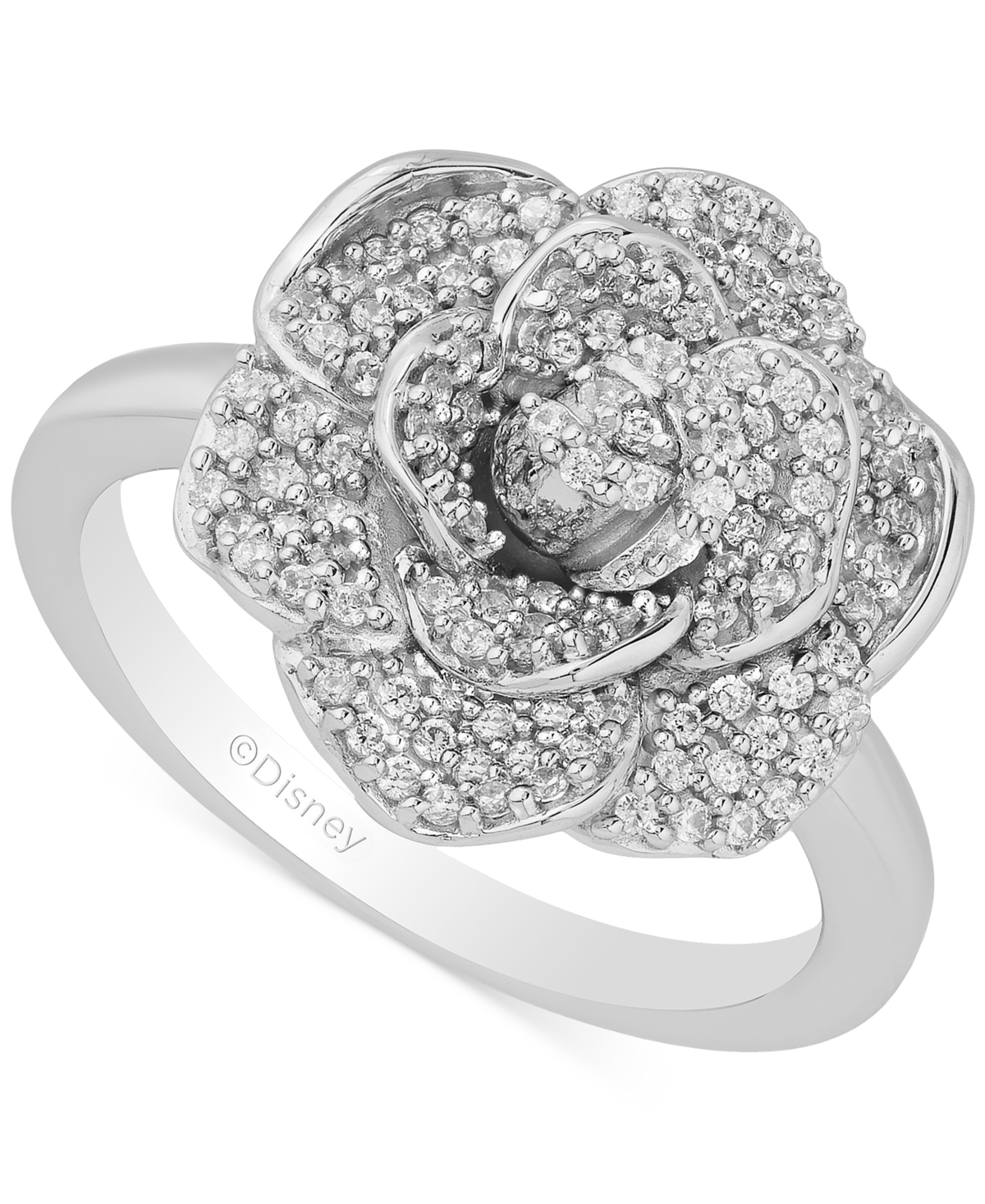 Diamond Cinderella 70th Anniversary Gardenia Flower Ring (1/5 ct. t.w.) in 14k White Gold - White Gold