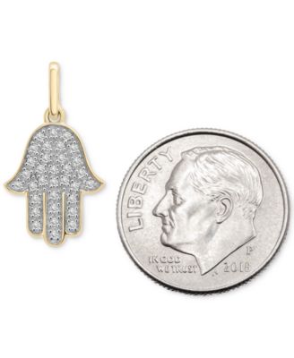 Diamond Hamsa Hand Charm Pendant (1/20 ct. t.w.) in 10k Gold, Created for Macy's