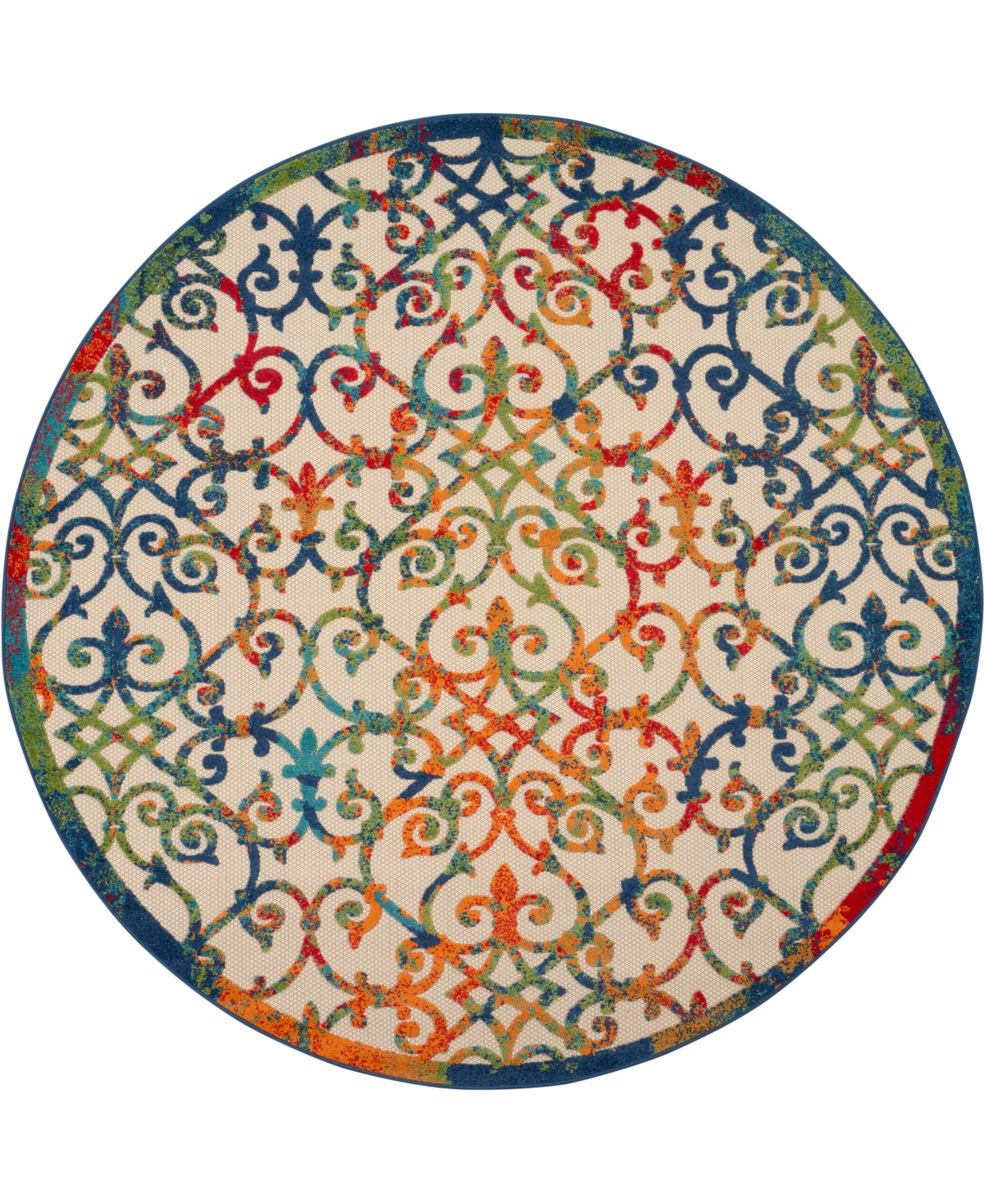 Nourison Aloha Alh21 7'10" X 7'10" Round Outdoor Area Rug In Multi