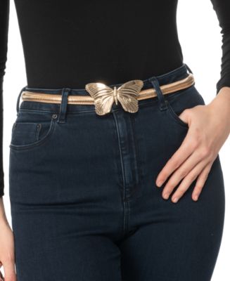 Women's Line Detailed Elastic Waist Belt with Plug Buckle Belt for Dress  Jacket Shirt Elastic Ladies Stylish Fashion Belt