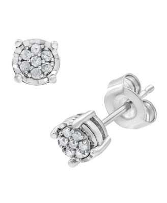 Macy's Diamond Cluster Stud Earrings (1/4 ct. t.w.) in 10k White Gold ...