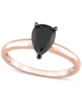 Macy's - Black Diamond Pear Solitaire Engagement Ring (1 ct. t.w.) in 14k Gold