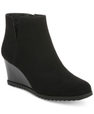 Ladies black wedge boots best sale