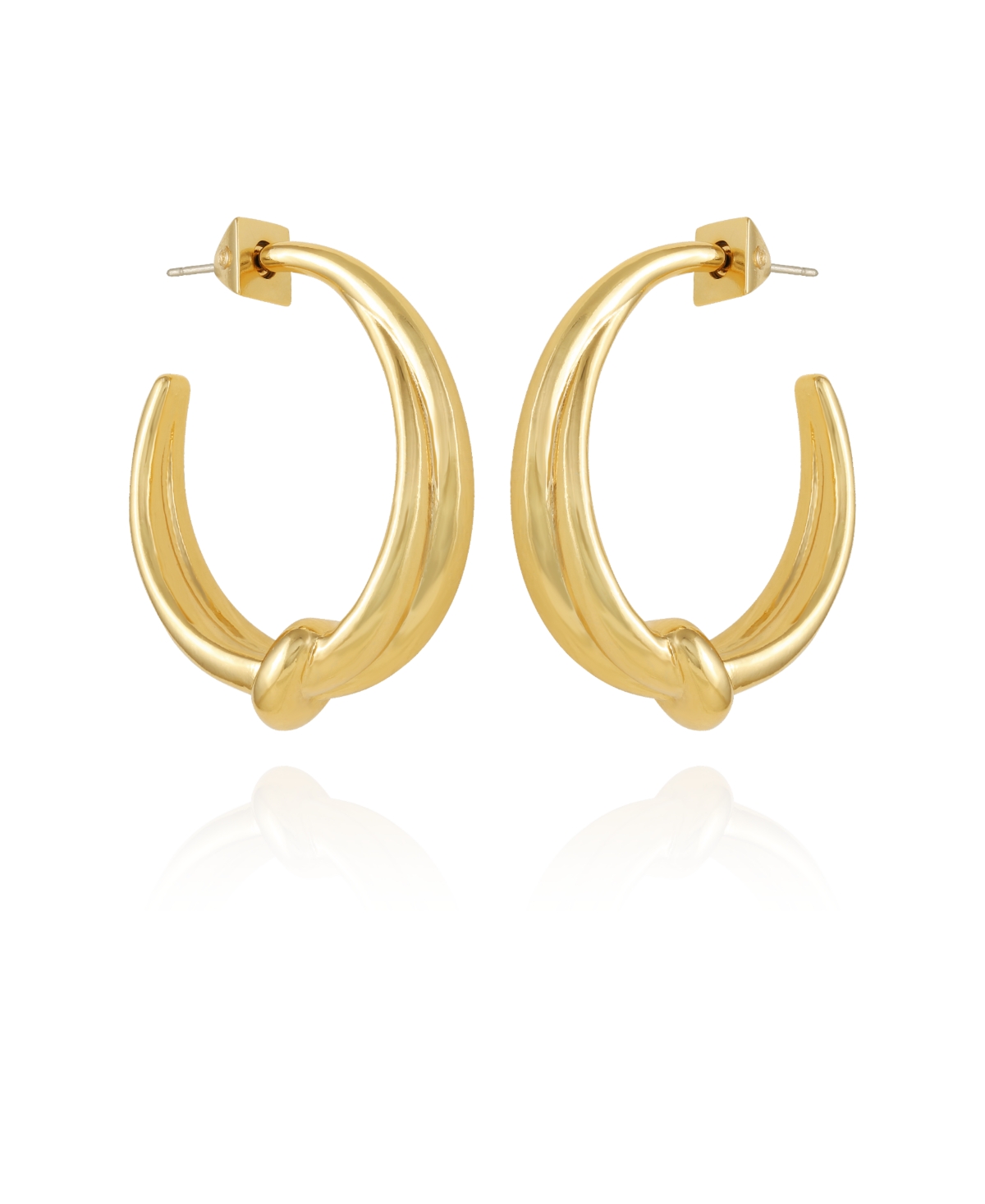 Gold-Tone Open Knotted Hoop C Earrings - Gold-Tone