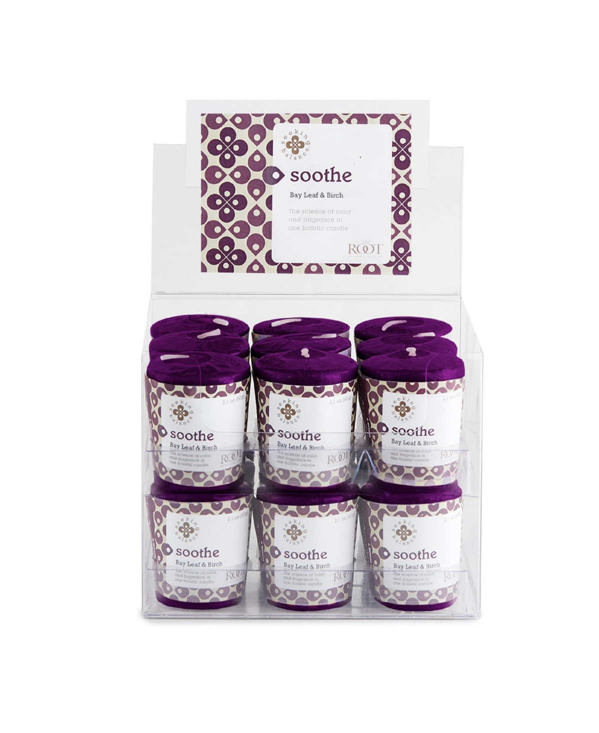 Seeking Balance Votive Soothe-Bay Leaf Birch Set, 18 Piece - Dark Purple