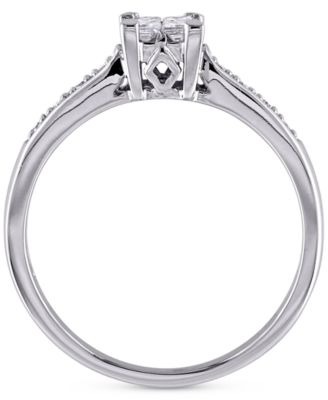 Diamond Princess Quad Cluster Engagement Ring (1/4 ct. t.w.) in 14k White Gold