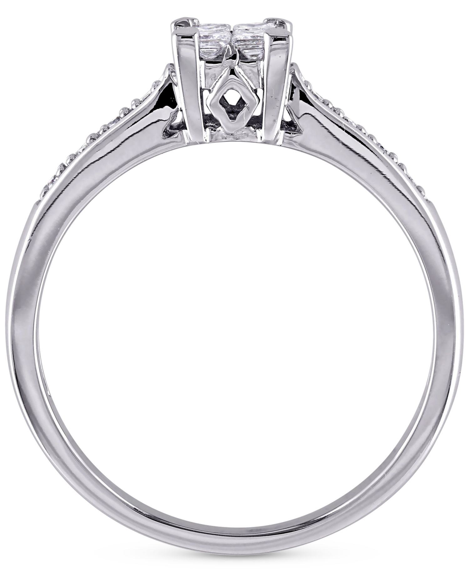 Diamond Princess Quad Cluster Engagement Ring (1/4 ct. t.w.) in 14k White Gold