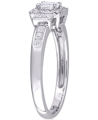 Diamond Princess Halo Engagement Ring (3/4 ct. t.w.) in 14k White Gold