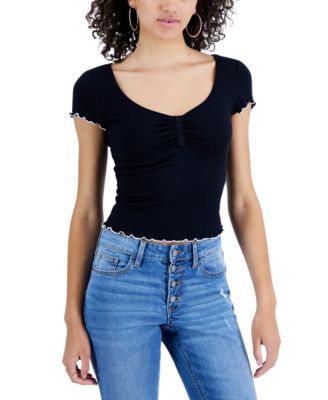 Crave Fame - Juniors' Sweetheart Henley Top