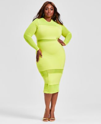 Nina Parker Trendy Size Sheer Panel Dress -