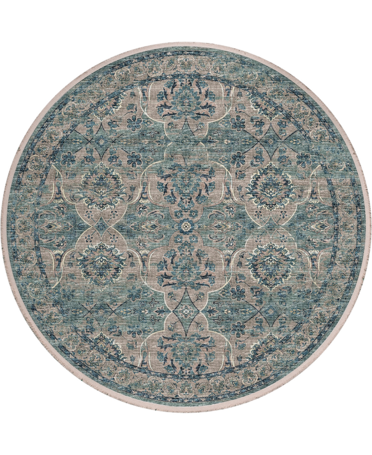 D Style Ionic IOC5 6' x 6' Round Area Rug - Aqua