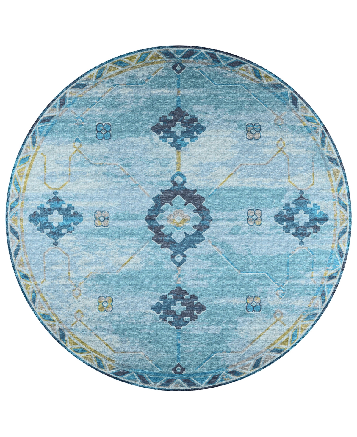 D Style Buttes BTS16 8' x 8' Round Area Rug - Aquamarine