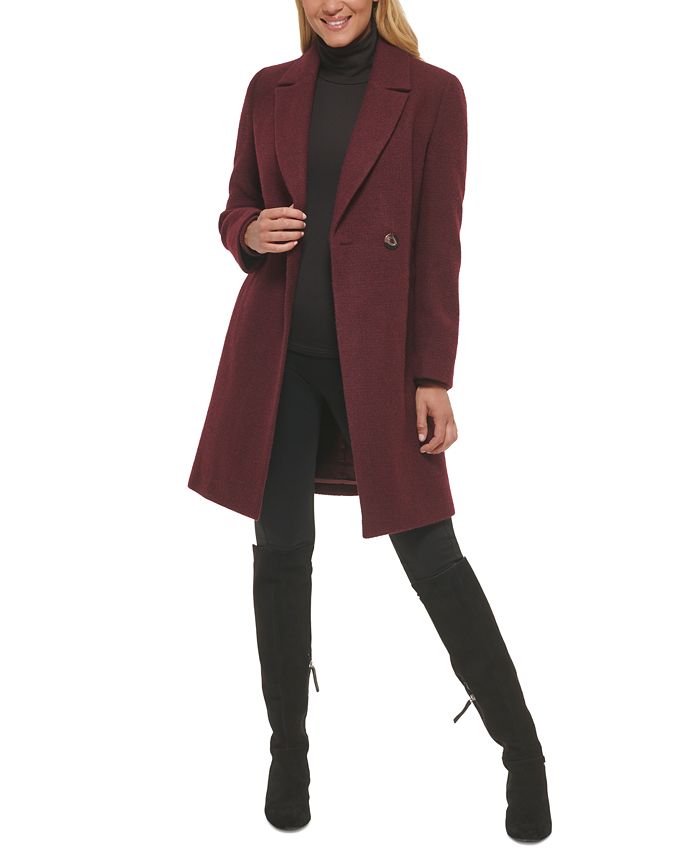 Calvin Klein Women's Double-Breasted Reefer Coat & Reviews - Coats ...