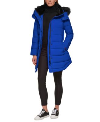 Calvin Klein - Women's Faux-Fur-Trim Hooded Puffer Coat