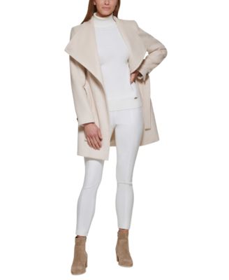 calvin klein belted wrap coat nickel