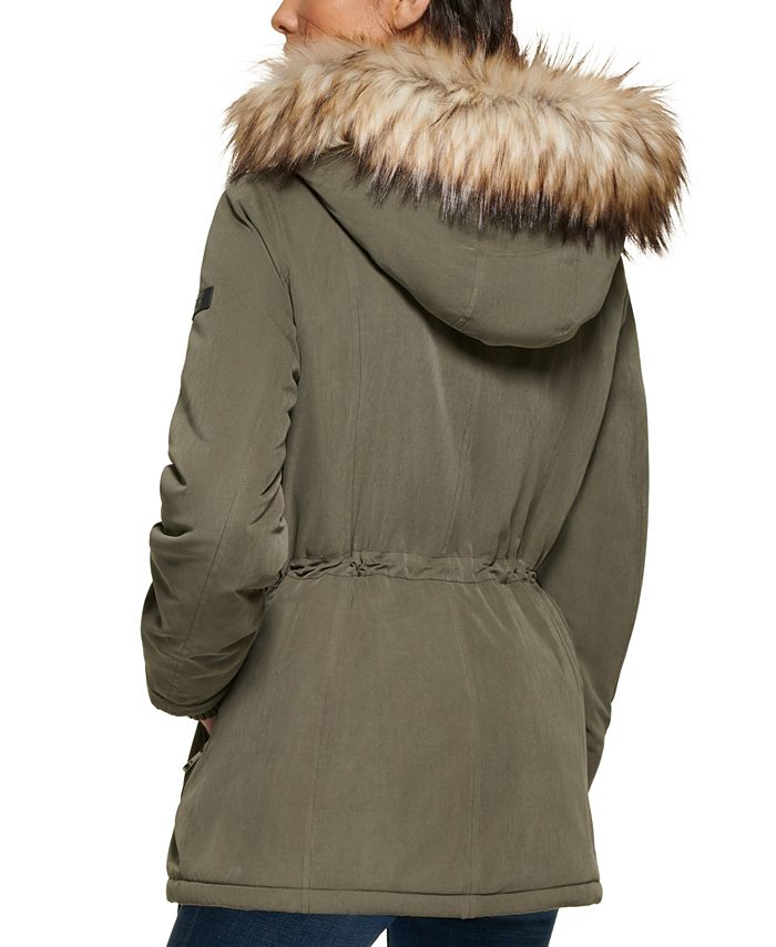 DKNY Anorak With Faux Fur Trim Hood | Bloomingdale's