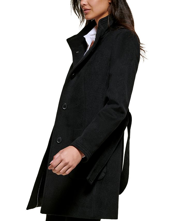 DKNY Women's Stand Collar Double Breasted Military Jacket Black Size 6