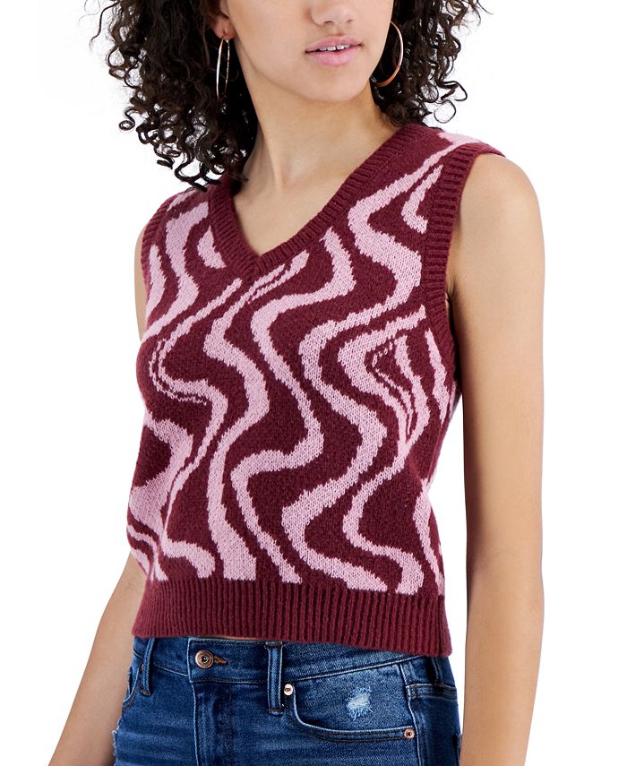 Crave Fame Juniors' Retro Printed Vneck Sweater Vest & Reviews
