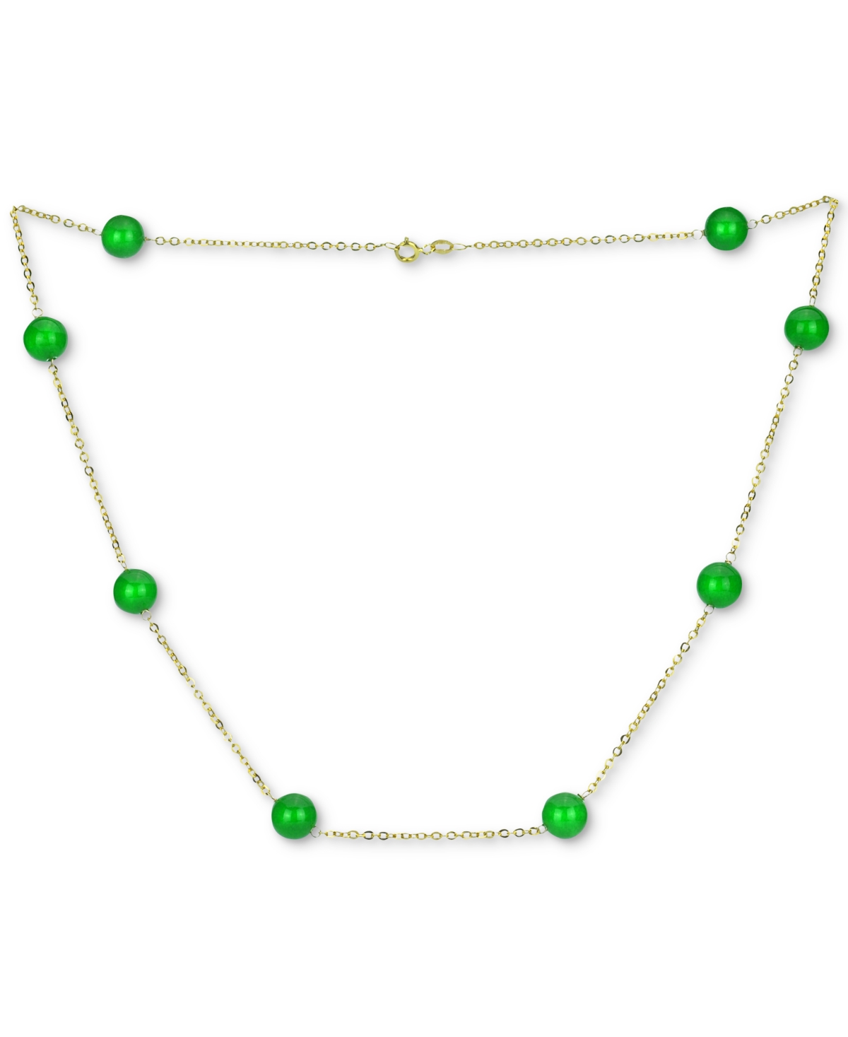 MACY'S ONYX BEAD 18" COLLAR NECKLACE IN 14K GOLD (ALSO IN JADE, LAPIS LAZULI, ROSE QUARTZ, & TURQUOISE) 