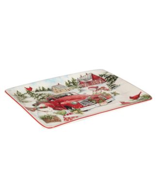 Red Truck Snowman Rectangular Platter