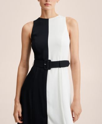 MANGO Women's Bicolor Belt Dress - Macy's
