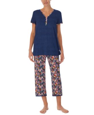 Cuddl Duds - Women's Henley Cropped Pants Pajama Set