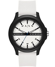 Men's with Black Case and White Silicone Strap Watch 46mm