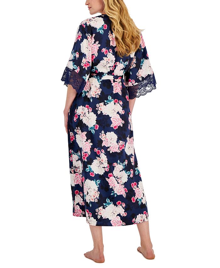 I.N.C. International Concepts Women's Bouquet LaceTrim Long Wrap Robe