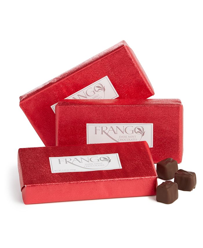 Frango Chocolates 1/3 LB Holiday Wrapped Dark Mint Chocolates, 3 Pack