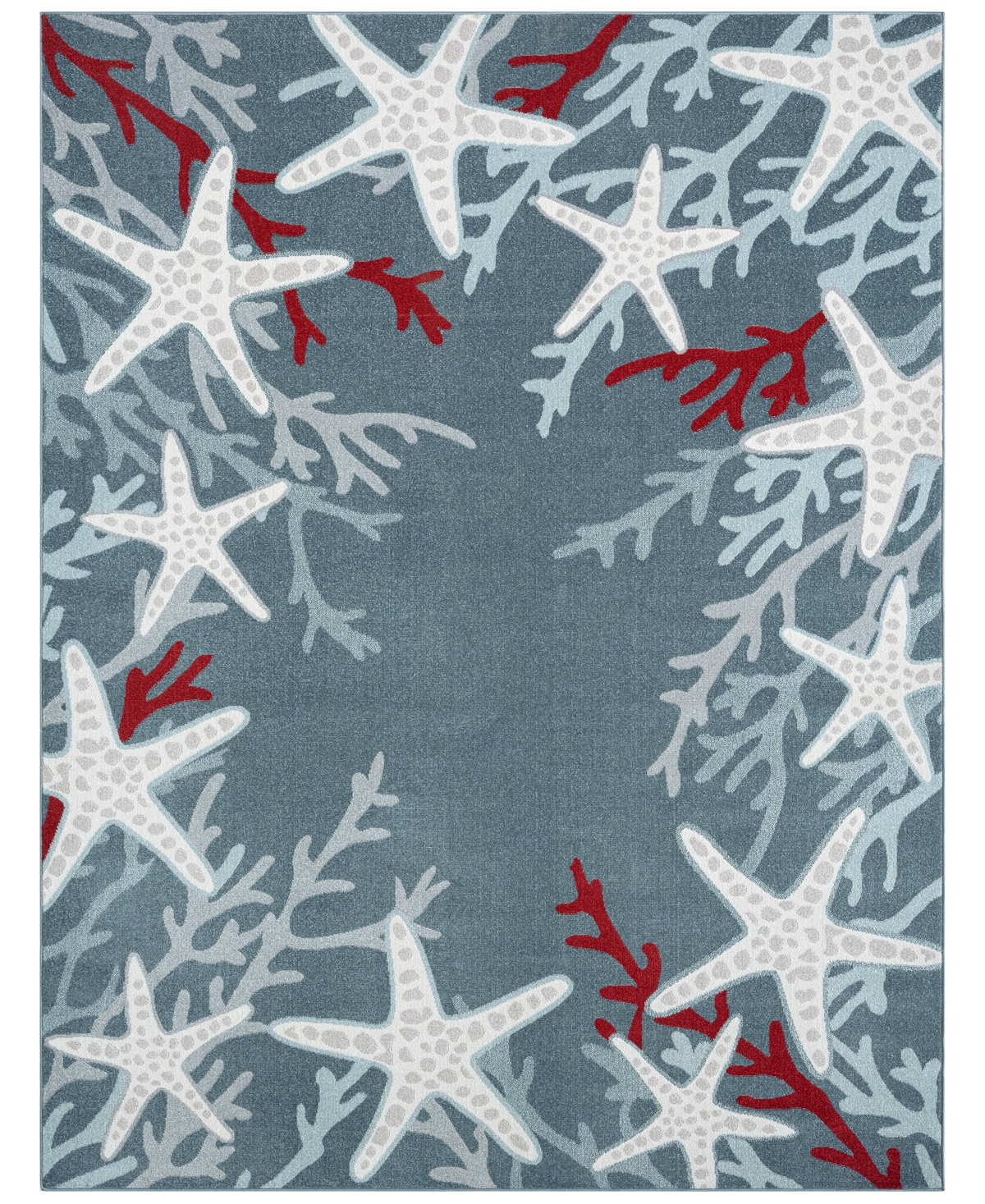 Global Rug Designs Aquatic Coral 18386 7'10in x 10'2in Outdoor Area Rug - Navy