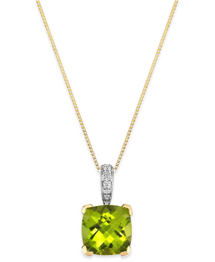Macy's Peridot (2-1/5 ct. t.w.) and Diamond Accent Pendant Necklace in ...