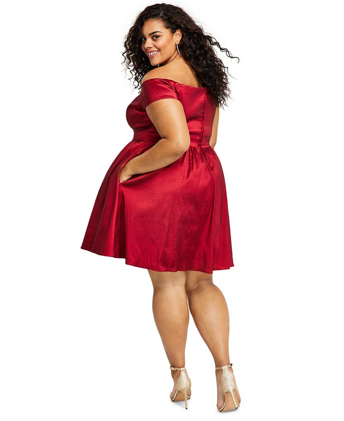 B Darlin Trendy Plus Size Sweetheart Neck Fit And Flare Dress Macys 2563