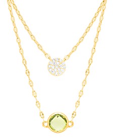 Peridot (1-1/4 ct. t.w.) & Cubic Zirconia Layered Pendant Necklace in 14k Gold-Plated Sterling Silver, 15" + 2" extender