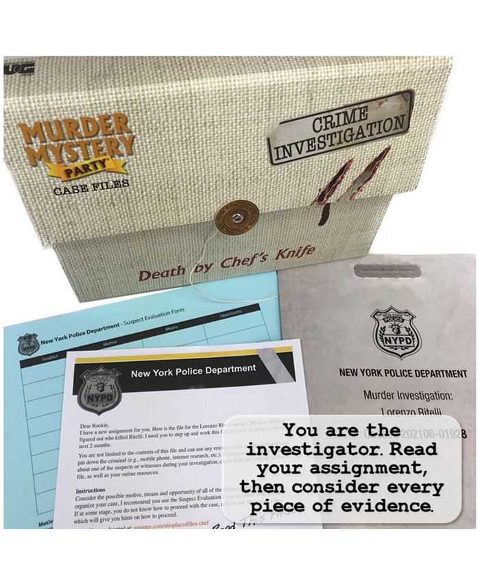 University Games Mystery Party Case Files Death by Chef's Knife