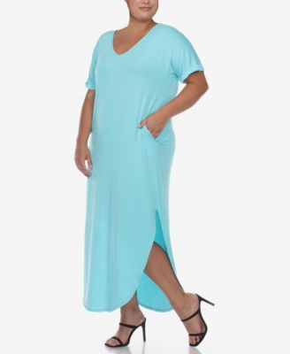 Plus Size Short Sleeve V-neck Maxi Dress