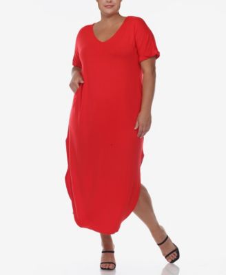 Plus Size Short Sleeve V-neck Maxi Dress
