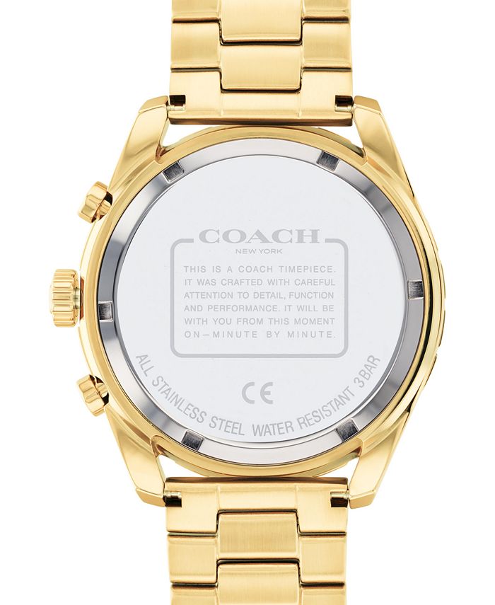 COACH Men's Preston Chronograph Gold-Tone Bracelet Watch 44mm - Macy's