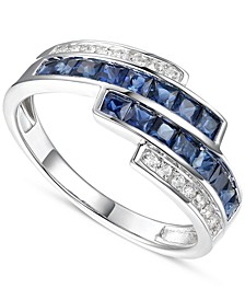 Sapphire (1 ct. t.w.) & Diamond (1/6 ct. t.w) Statement Ring in 14k White Gold