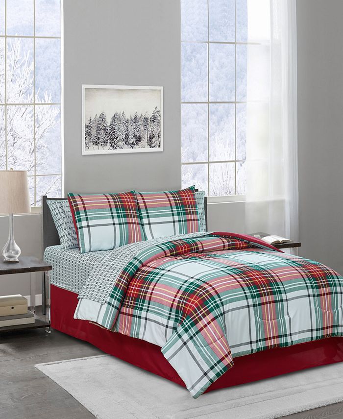 Keeco Holiday Perth Plaid 8Pc. Full Comforter Set, Created For Macy's