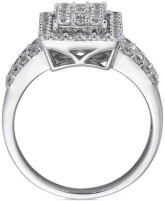 Diamond Round & Baguette Rectangular Cluster Ring (1-5/8 ct. t.w.) in 14k White Gold