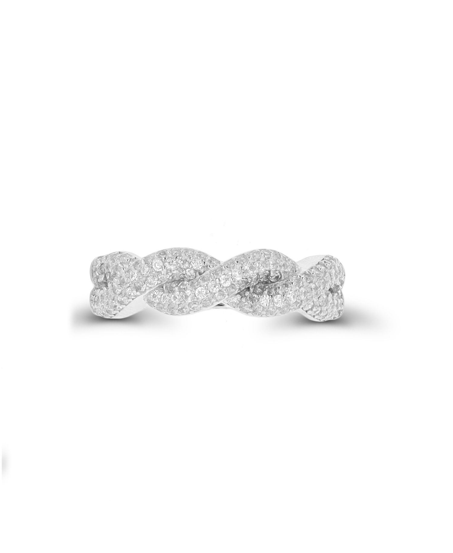 Cubic Zirconia Fashion in Sterling Silver and 14K Gold Over Sterling Silver Twisted Ring