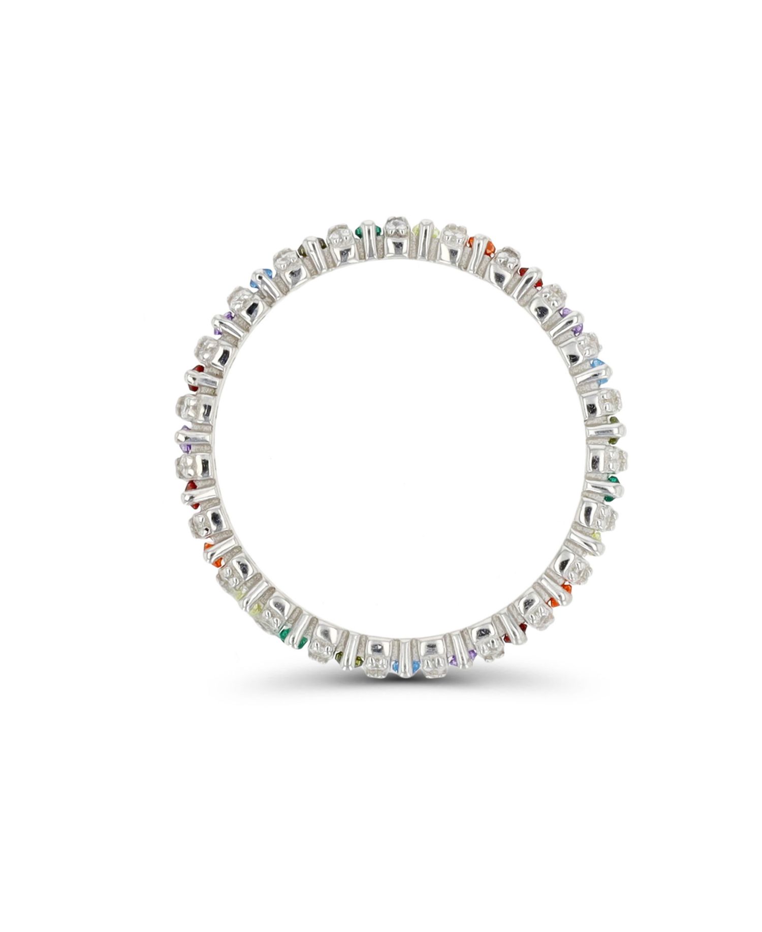 Created Spinel, Created Corundum, Nano and Cubic Zirconia in Sterling Silver Eternity Ring