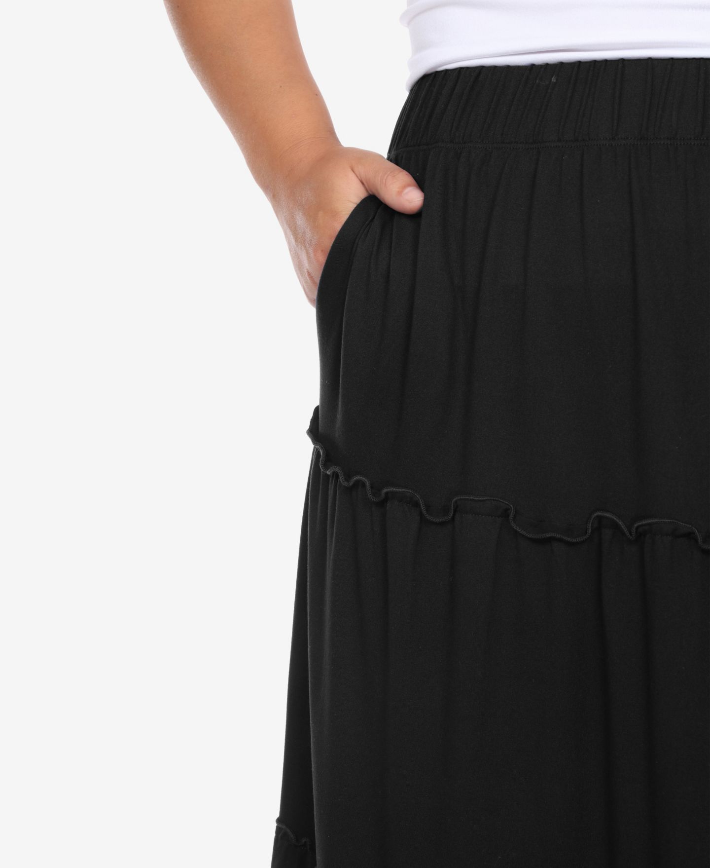 Женская юбка White Mark Plus Size Tiered Maxi, цвет: Чёрный — фото 5