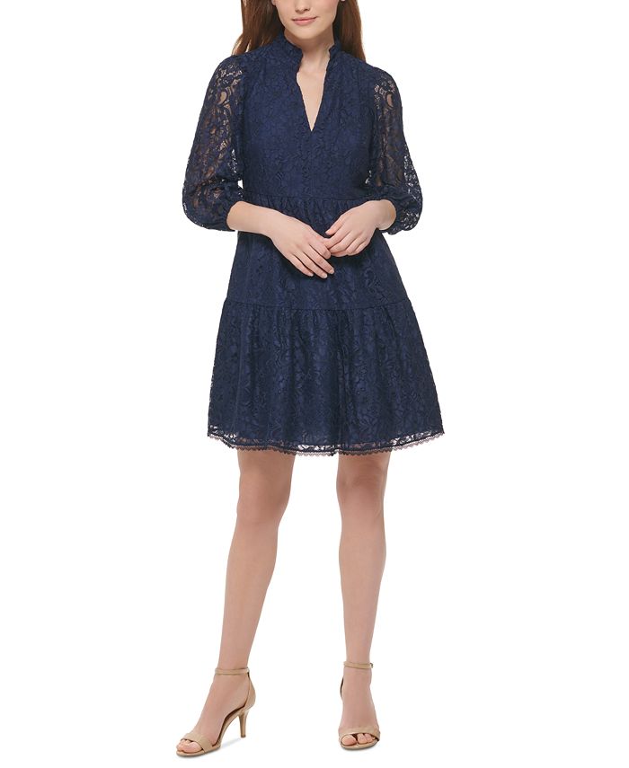 Vince camuto navy blue lace dress clearance