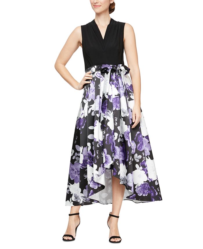 SL Fashions Women's Floral-Print High-Low Dress - Macy's